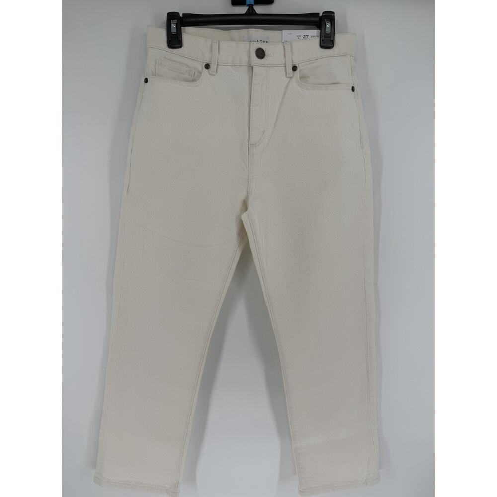 NEW Loft Jeans Women High Waist Straight Crop Off White Cotton Denim Size 4 (27)